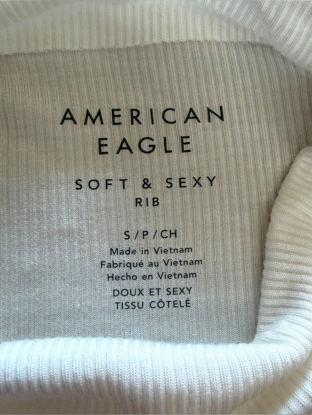 American Eagle White Soft & Sexy Long Sleeve Mock Neck Rib Knit T-Shirt Sweater - Picture 7 of 9